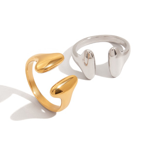Heart Shape <b>Open</b> <b>Ring</b> For Women Gold And Silver Tone Geometric Design Everyday Wear Jewelry - Product Image 1