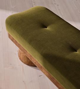 Banco de Madera de Estilo Moderno de Mediados de Siglo con Tapicería Verde, Muebles para Dormitorio - Product Image 5