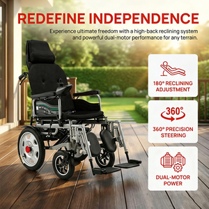 Silla de Ruedas Eléctrica Reclinable Plegable de Alta Resistencia con Soporte para Cuello y Reposacabezas con Freno Médico para Discapacitados - Product Image 4
