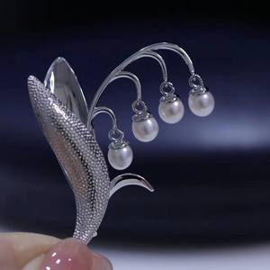 Broche de Perlas Akoya de Agua Dulce 2023, 7-8 mm, Casi Redondas, Ligeramente Imperfectas, Forma de Guisante, Decoración Floral para el Pecho, Broches Elegantes - Product Image 2