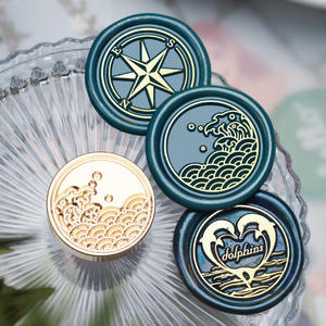 Têtes de sceau à la cire Tongtu 2,5 cm, motif boussole, vague, dauphin, pour décoration - Product Image 1