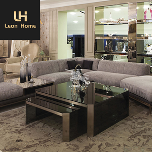 Mesa de <span class=keywords><strong>centro</strong></span> de cristal templado con patas de acero inoxidable, muebles para sala de estar, último diseño - Product Image 2