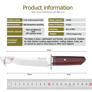 Couteau de survie multi-usage portable pour le camping en plein air, haute dureté, acier inoxydable, manche en bois fixe - Product Image 5