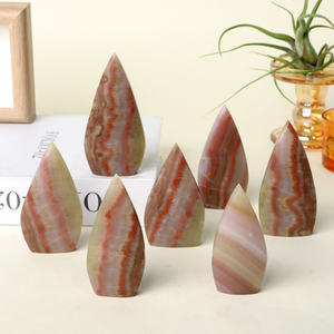 Vente en gros de cristaux de guérison, forme libre, poli, jade naturel rayé, forme goutte d'eau, pour la décoration - Product Image 1