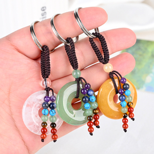 Porte-clés en cristal naturel, bijou fantaisie, pierre de chakra, forme étoile, cadeau - Product Image 5