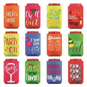 Funny Quotes Insulated Neoprene Can Sleeves <b>Collapsible</b> Drink Holder for Cans and Bottles, Wine Party, BBQs,Beer Sleeve Cooler - Product Image 2