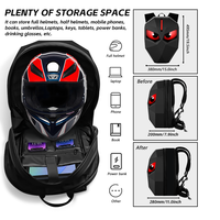 Impermeable LED motocicleta mochila DIY motocicleta ojo signo moda cremallera cierre tipo algodón forro fresco viaje ojos luminosos