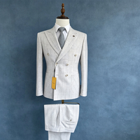 Costume Homme Haut de Gamme Croisé 2 Pièces en Laine Respirante pour Mariage, Cérémonie, Bal de Promo, Affaires – Veste et Pantalon