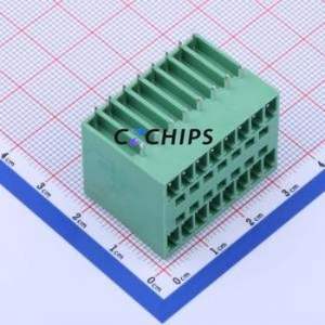 DB2ERH-3.81-2*8P-GN Plug-in Terminal Block Bent Lead Through Hole,P=3.81mm Board-to-Board / Socket - Closed 2x8P 3.81mm Green - Product Image 1