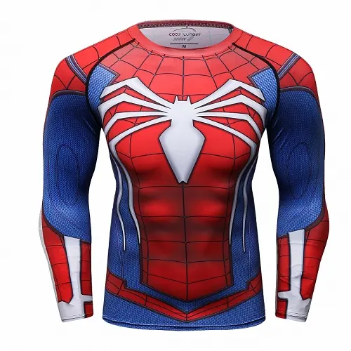 Araignée héros manches raglan Compression chemise 3D imprimé t-shirts hommes bandes dessinées Cosplay Costume séchage rapide Fitness sport hauts mâle