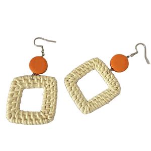 Boho rotin bijoux boucles d'oreilles à la mode pour les femmes bord de mer oreille crochet rotin été nouveau Style populaire vacances d'été - Product Image 1
