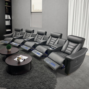 Canapé <span class=keywords><strong>de</strong></span> <span class=keywords><strong>théâtre</strong></span> inclinable électrique en cuir véritable moderne Chaise confortable et multifonctionnelle Home Cinema Meubles pour le salon - Product Image 4