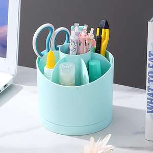 Porte-crayons rond en plastique de table, support de rangement rotatif portable pour pinceaux de maquillage et rouge à lèvres - Product Image 6