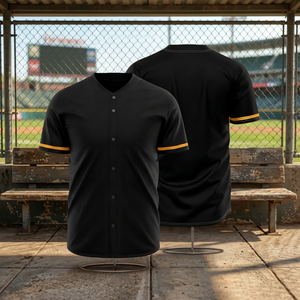 Maillot de baseball unisexe personnalisé, col en V, manches courtes, boutons sur le devant, polyester respirant, coupe classique, printemps-été - Product Image 1