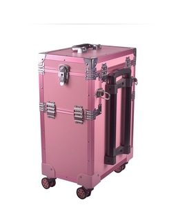 Maleta de <span class=keywords><strong>Maquillaje</strong></span> Rodante de Aluminio Multicapa, Color Rosa, Portátil, con Ruedas, <span class=keywords><strong>para</strong></span> Almacenamiento de Cosméticos - Product Image 3