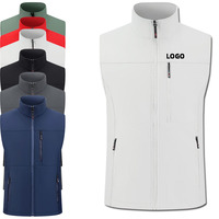 Gilet softshell léger pour homme, coupe-vent, imperméable, sans manches, avec fermeture éclair et doublure polaire, logo personnalisé, automne-hiver