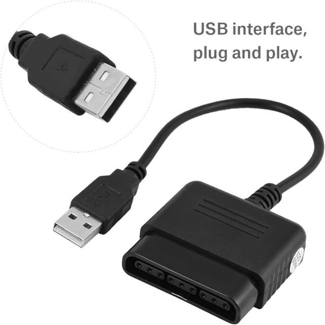 PS1 PS2 to for PS3 Controller Adapter USB Cable 3A Fast Charging PVC Jacket with Braid Shielding Black Short Converter for PC fo
