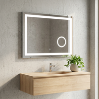 Miroir intelligent rectangulaire anti-buée avec éclairage frontal LED intégré, variateur de lumière et capteur tactile
