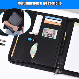 Portafolio Profesional Multifuncional, Carpeta Portadocumentos, Estuche para Documentos A4, Cierre de Cremallera de Cuero PU con Tarjetero - Product Image 6