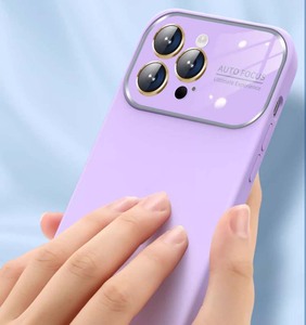 Luxe <span class=keywords><strong>grande</strong></span> fenêtre lentille <span class=keywords><strong>Film</strong></span> de Protection liquide Silicone caoutchouc huile microfibre étui de téléphone portable pour Iphone 12 13 14 15 16 Pro Max - Product Image 2
