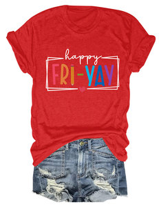 Magliette estive da donna Happy Fri Yay stampa magliette a maniche corte di alta qualità in tinta unita - Product Image 5