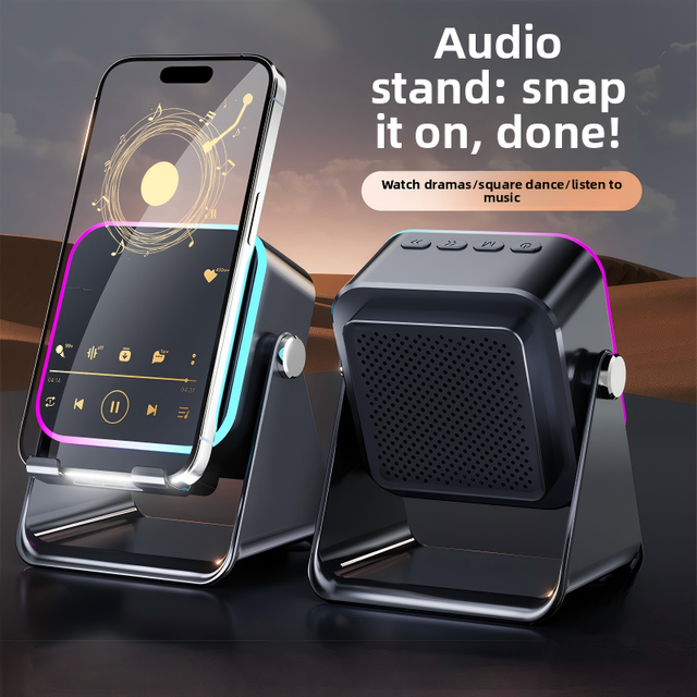 YIXIN Wireless Induction Speaker Phone Holder, 5W 5.3 with RGB Ambient Light Adjustable Phone Holder