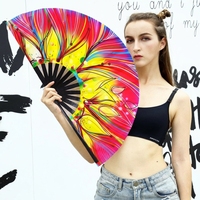 Éventails pliants personnalisés en bambou pour fête foraine, accessoires de célébration, grands éventails sonores pour enterrement de vie de jeune fille