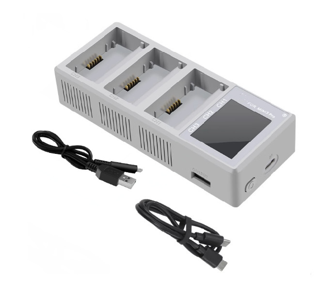 Chargeur à trois voies à écran couleur Mini3 blanc