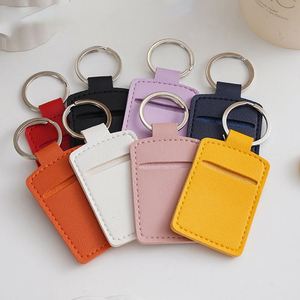 Mini Access Control Keychain Pouch Portable Pu Leather <b>Key</b> <b>Ring</b> Square Id Badge Card Holder - Product Image 6