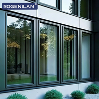 Ventanas de Aluminio con Doble Acristalamiento y Aislamiento Térmico Estilo Americano Rogenilan, Ventana Abatible de Vidrio Resistente al Viento para Casas