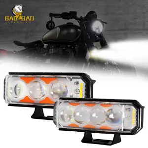 BAOBAO BB1913 luminosité 3 4 lentilles Mini conduite auxiliaire double couleur LED projecteur Moto vélo lumière pour moto motos