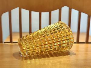 High Quality Creative Yellow Color Circle Trapezoidal Tower Crystal <b>Vase</b> <b>for</b> Christmas Decor Wedding Table Decoration - Product Image 3