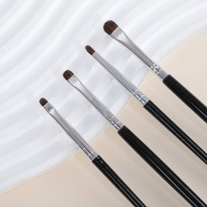 <b>Makeup</b> Brush Set 4-Piece Horsehair Synthetic Fiber Flat Eyeshadow Blending Highlighting Eyeliner Brushes with Aluminum Handle - Product Image 3