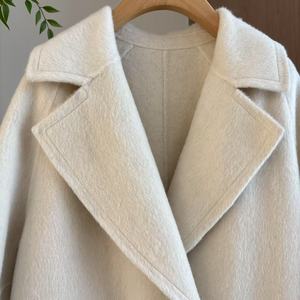 Winter Women's Solid Color Gentle Elegant Long Sleeved Double Breasted Windproof Warm V-neck Women's Long <strong>Coat</strong> - Product Image 2