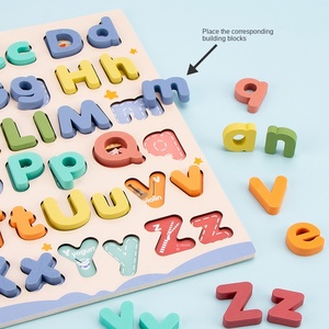 Alfabeto con clavija de madera, tablero de rompecabezas 3D, letras mayúsculas/minúsculas, juguetes educativos cognitivos a juego para educación temprana - Product Image 4