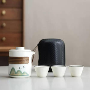 Juego de <span class=keywords><strong>teteras</strong></span> y tazas de porcelana China, juego de <span class=keywords><strong>teteras</strong></span> de viaje de cerámica con infusor, colador de China, conjunto de viaje - Product Image 2