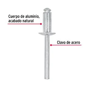 Master con 42 Unidades Bolsa con 50 remaches de aluminio 1/4 'x 3/8', ala 1/2' - Product Image 2