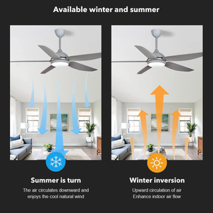 Ventilateur de plafond LED moderne et minimaliste à 5 pales en ABS avec éclairage F5711-46, pour la maison et le bureau, à haut débit d'air - Product Image 2