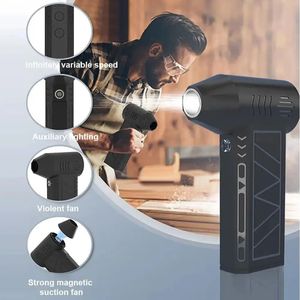 Souffleur d'air électrique portable mini 130000 tr/min, ventilateur de séchage 3 vitesses réglables, dépoussiéreur pour voiture, camping-car et extérieur, support espagnol - Product Image 3