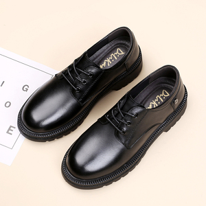 Mocassins <span class=keywords><strong>Derby</strong></span> Oxford pour femmes, en cuir de vachette véritable, à coupe basse, style uniforme, pour affaires, avec semelle épaisse compensée et rehaussante - Product Image 5