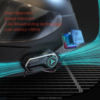 Headset Interkom Helm Inveer Over 10+ Group X6Pro Mendukung Interkom Pairing Antar Merek untuk Aksesoris Helm Motor