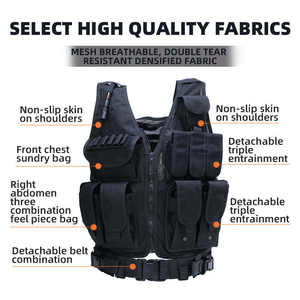 Wholesale <strong>Black</strong> <strong>Plate</strong> <strong>Carrier</strong> Tactical <strong>Vest</strong> Soft Security Tactical Bodyguard <strong>Vest</strong> - Product Image 4