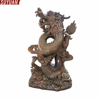 Décoration de jardin extérieure personnalisée, statue de dragon chinois antique grandeur nature en bronze, technique de moulage, impression offset SUYUAN