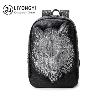 Người đàn ông và phụ nữ của 3D sói đầu ba lô với dây kéo đóng cửa Polyester Lót cho giải trí sử dụng ngoài trời - Product Image 2