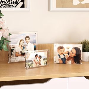 Cadres en acrylique rectangulaires 5x7, 20 mm d'épaisseur, double face, magnétiques, sur pied, pour affichage sur bureau, cadre <span class=keywords><strong>photo</strong></span> magnétique en acrylique - Product Image 5