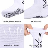 Chaussettes de football personnalisées avec logo jacquard, respirantes, en maille, antidérapantes, pour l'entraînement des jeunes, avec motifs de grip sur la semelle, chaussettes de football pour hommes