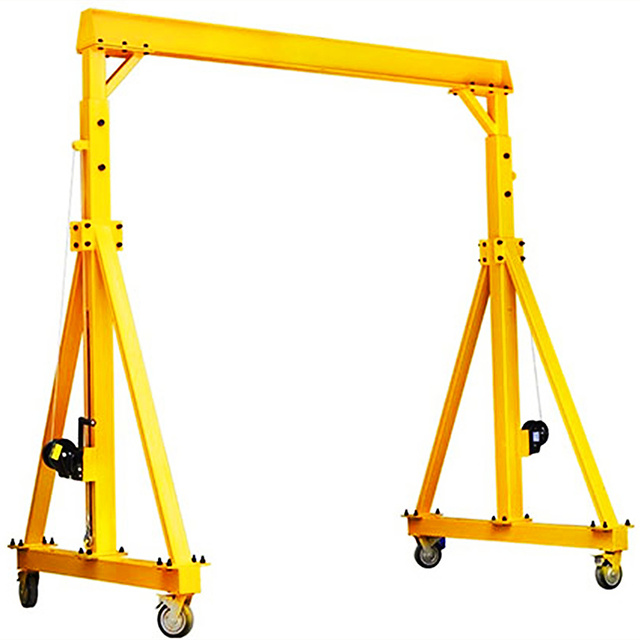 Workshop Mobile 1 2 3 5 8 10 Tonne Electric Lift Travelling Mini Gantry Small Portable Gantry Crane with Wheels