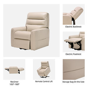 Tecforcare, silla eléctrica de doble motor para pacientes, silla elevadora de cuero para ancianos, sofá reclinable de pie para sala de estar - Product Image 2