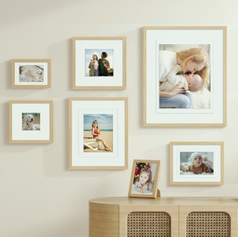 Factory FSC Solid Oak Natural Wood Picture Frame Set Tabletop Wall Mounting Display Home Decoration Gallery Wall Frame