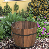Seau/Vase/Boîte à fleurs léger en bois carbonisé anticorrosion 12L pour jardin domestique, balcon, plantes vertes, légumes